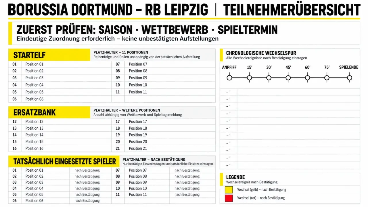 Teilnehmer Borussia Dortmund gegen RB Leipzig: Startelf, Ersatzbank und tatsächliche Einsätze im Überblick
